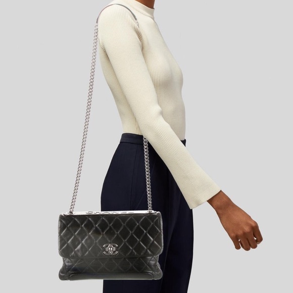 Chanel Karl Lagerfield Perfect Edge II Black Quilted Flap Bag - Picture 4 of 13